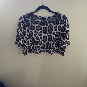 Forever 21 Leopard/jaguar Print Cropped Top - Black/Gold